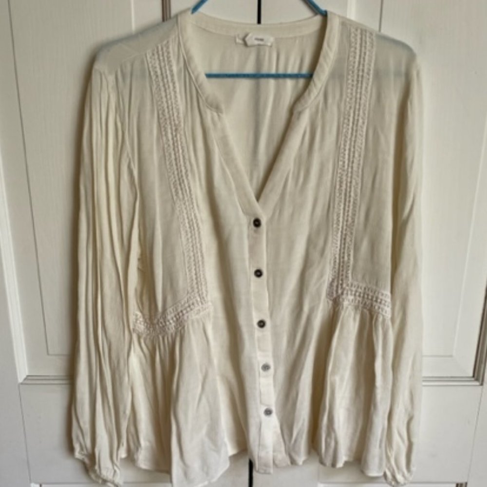 Cream Colored Top with Lace Accents